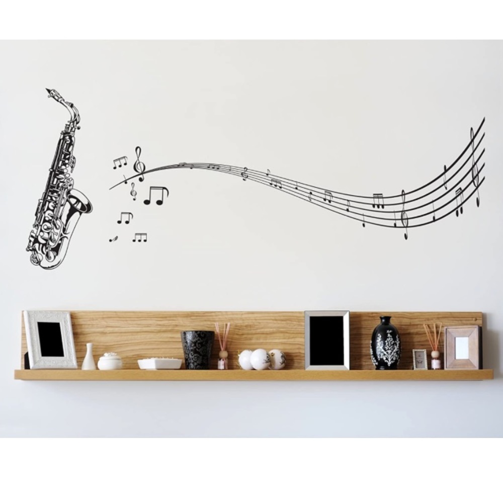 Stickerbrand Saxophone w/ Music Notes Wall Decal